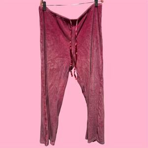 Vintage 90s/Y2K Pink velvet velour sweatpants with drawstring waist